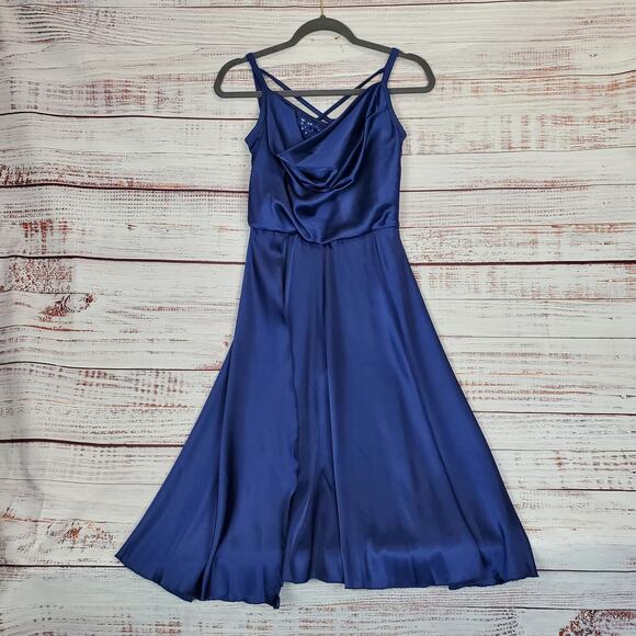 Weissman Blue Fairy Silky High Slit Dress Size ? Whimsy Stretch Leotard Lined - Picture 3 of 15